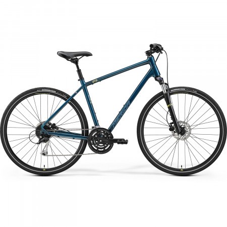 Bicicleta de Trekking/Oras Barbati Merida Crossway 100 Albastru/Argintiu/Lime 22/23