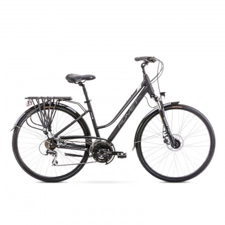 Bicicleta de trekking pentru femei Romet Gazela 4 Negru/Gri 2021