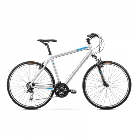 Bicicleta de trekking pentru barbati Romet Orkan 2 M Argintiu/Albastru 2021