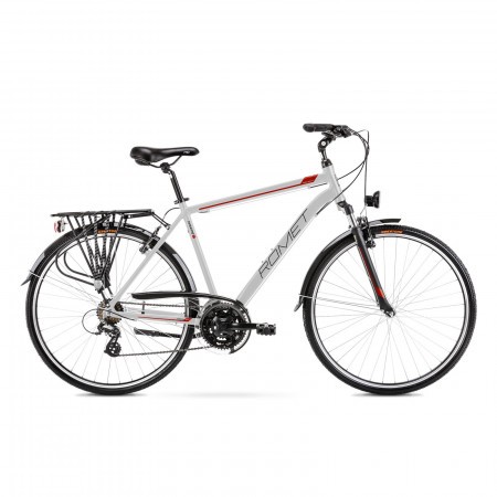 Bicicleta de trekking pentru barbati Romet Wagant 1 Argintiu/Rosu 2021