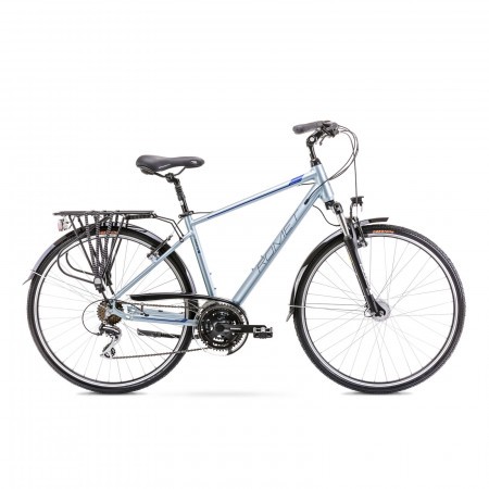 Bicicleta de trekking pentru barbati Romet Wagant 3 Argintiu/Albastru 2021