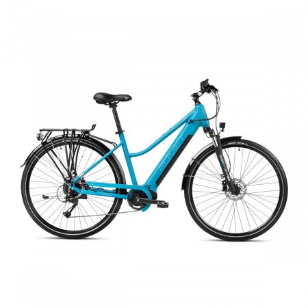 Bicicleta electrica de trekking/oras femei Romet Gazela 2 MM Albastru/Argintiu 2023