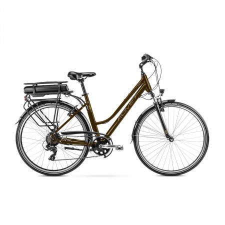 Bicicleta electrica de trekking/oras femei Romet Gazela RM Maro/Grafit 2023