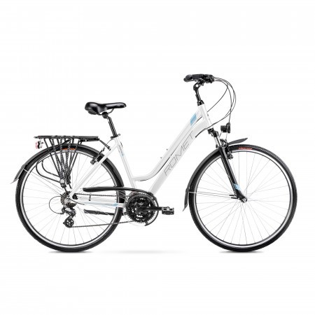 Bicicleta de Trekking/Oras pentru femei Romet Gazela 1 Alb/Bleu 2022