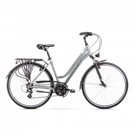 Bicicleta de Trekking/Oras pentru femei Romet Gazela 1 Argintiu/Verde 2022