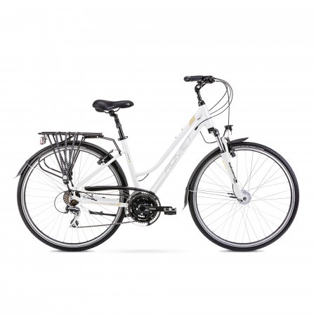 Bicicleta de Trekking/Oras pentru femei Romet Gazela 3 Alb/Auriu 2022