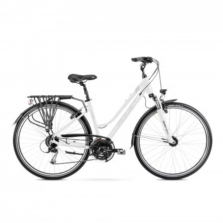 Bicicleta de Trekking/Oras pentru femei Romet Gazela 5 Alb/Argintiu 2022