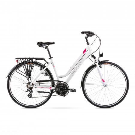 Bicicleta de Trekking/Oras pentru femei Romet Gazela Alb/Roz 2022