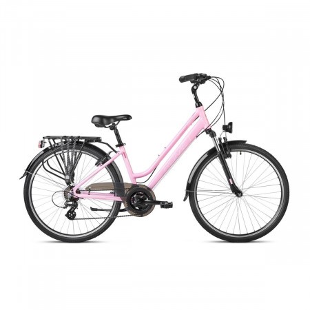 Bicicleta de trekking/oras pentru femei Romet Gazela 1 Roz/Alb 2023