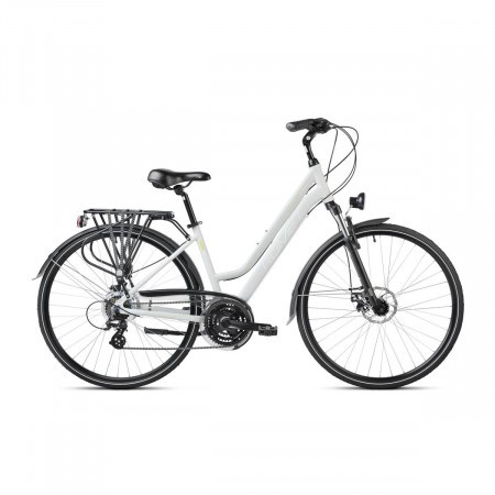 Bicicleta de trekking/oras pentru femei Romet Gazela 2 Gri/Galben 2023