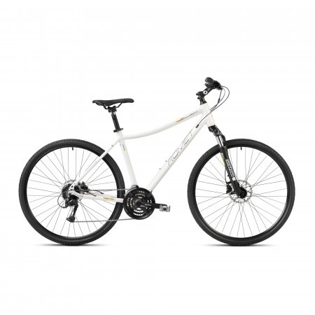 Bicicleta de trekking pentru femei Romet Orkan 4 D Lite Alb/Galben 2023