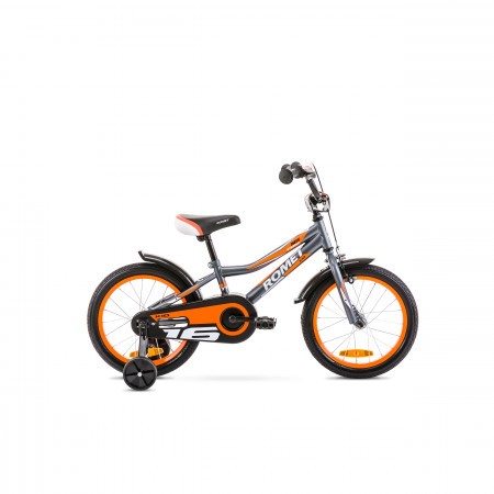 Bicicleta cu roti ajutatoare pentru copii Romet Tom 16 Grafit/Portocaliu 2020 [Produs Buy Back]